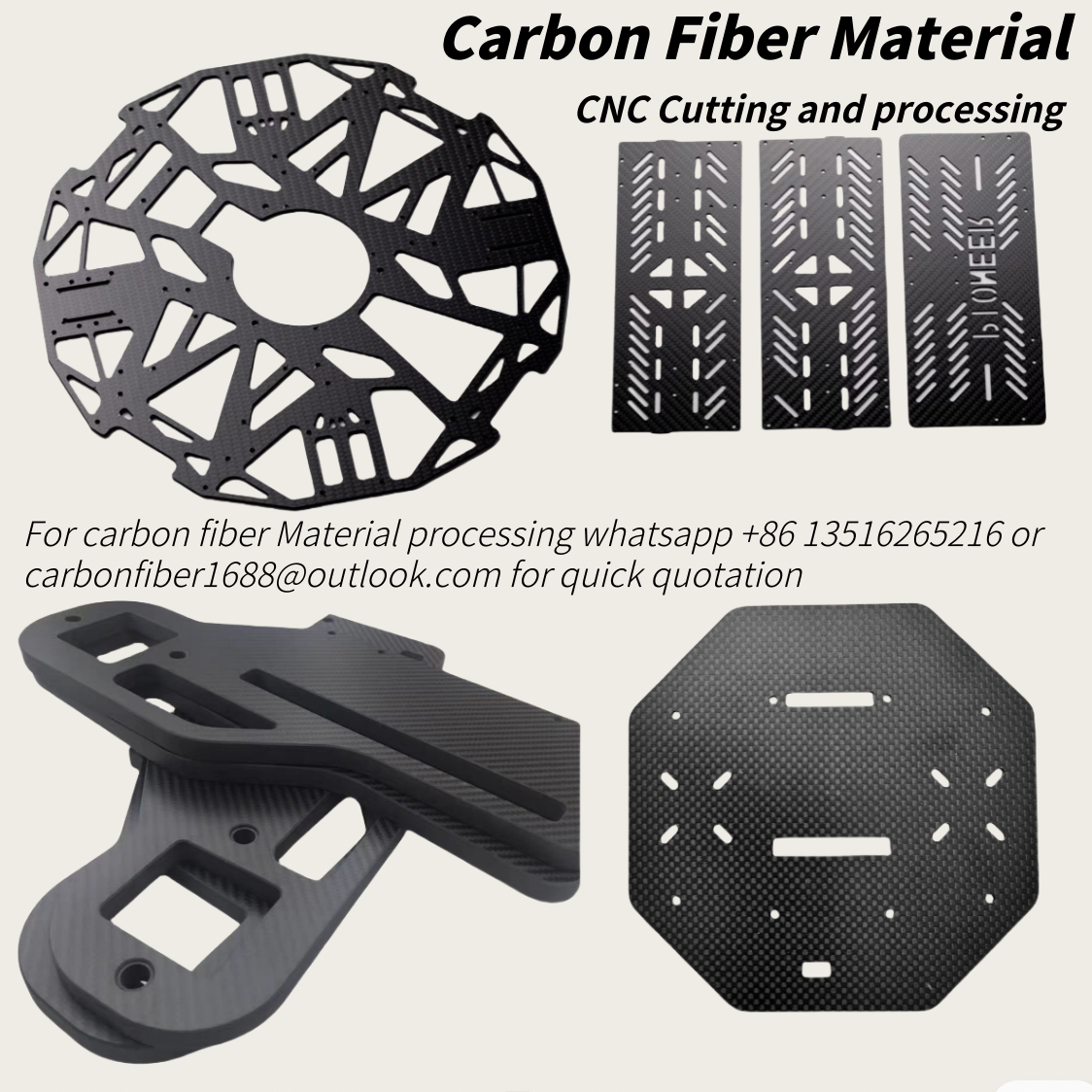 3K Customized Carbon Fiber Sheet CNC Cutting Service for Drone Frame FPV Parts RC Car Robot High Strength DIY